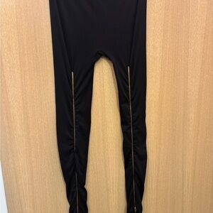 Stylish Black Zipper Back Spandex Women’s Leggings Size Large